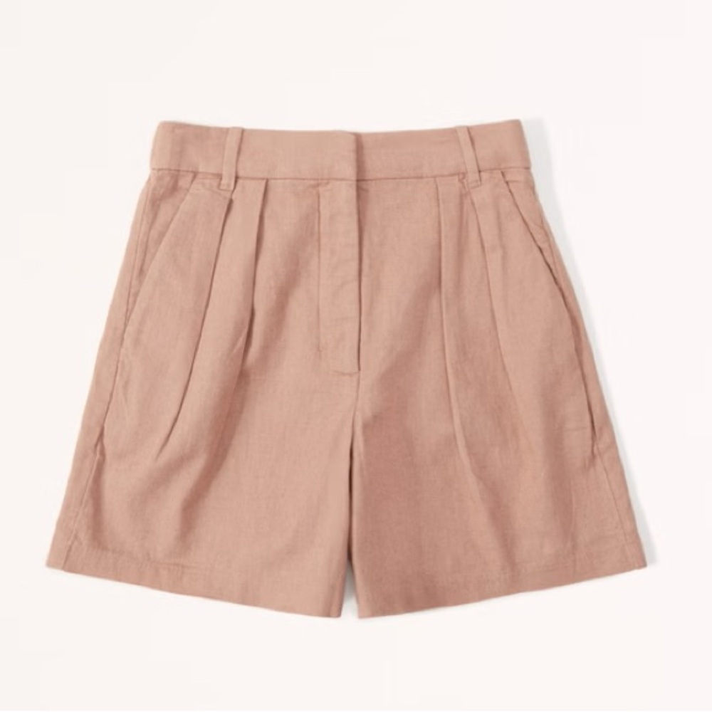 Abercrombie and Fitch Khaki Linen Tailored Trouser pleated Business Shorts